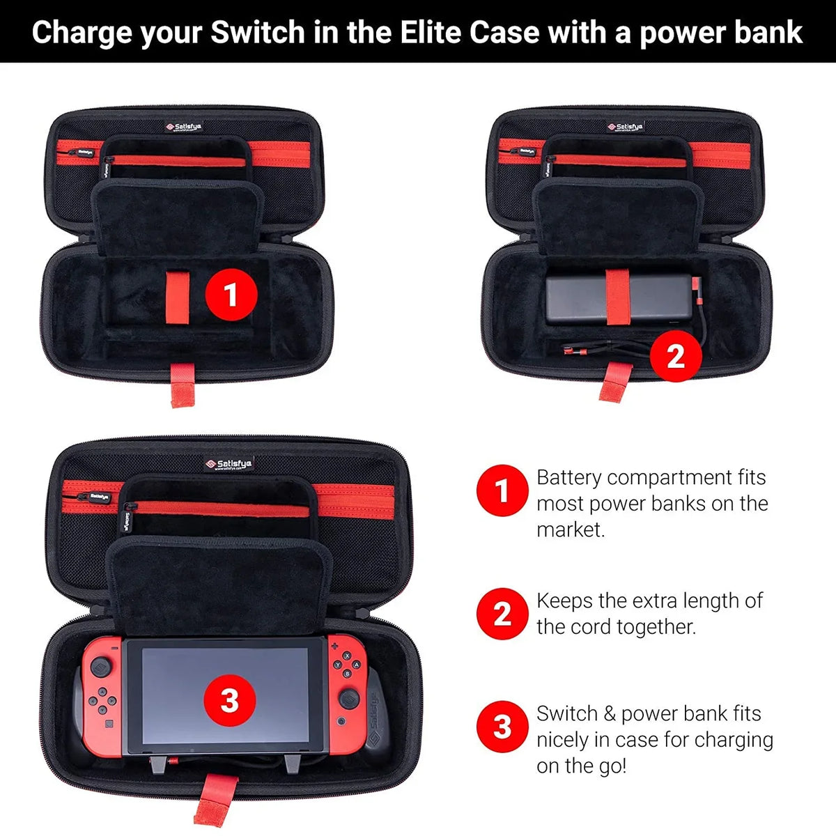 Satisfye ZenGrip Pro Gen 3 OLED Elite Bundle, Accessories Compatible with Switch - The Bundle includes: Grip, Elite Case and a Low Profile USB C-C Cable. BONUS: 2 Thumbsticks+1 JoyCon Rail