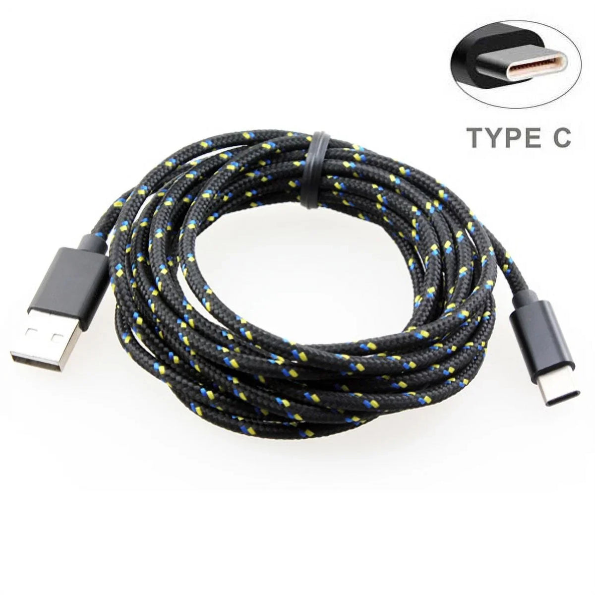 Rugged Durable Canvas Case Holster Metal Belt Clip w Dark Durable Braided 10ft Long Type-C Cable Rapid Charger Sync USB Wire Y4P for Nokia 3.1 Plus - OnePlus 5T, 6, 6T, 7 Pro - Razer Phone 2