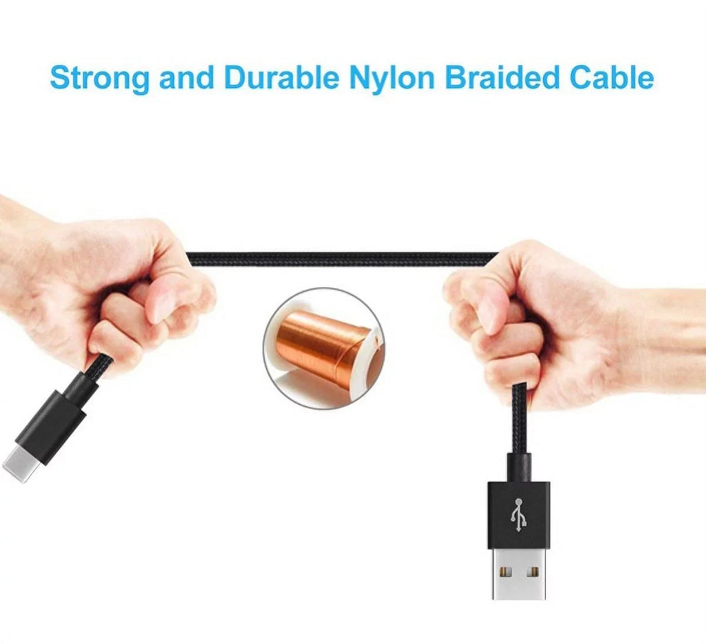 Rugged Durable Canvas Case Holster Metal Belt Clip w Dark Durable Braided 10ft Long Type-C Cable Rapid Charger Sync USB Wire Y4P for Nokia 3.1 Plus - OnePlus 5T, 6, 6T, 7 Pro - Razer Phone 2
