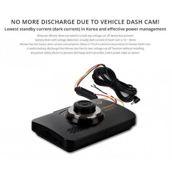 WinyTech 5MP Car Charcoal box dash cam HD wide angle Dual cameras 3.5" LCD touch Screen