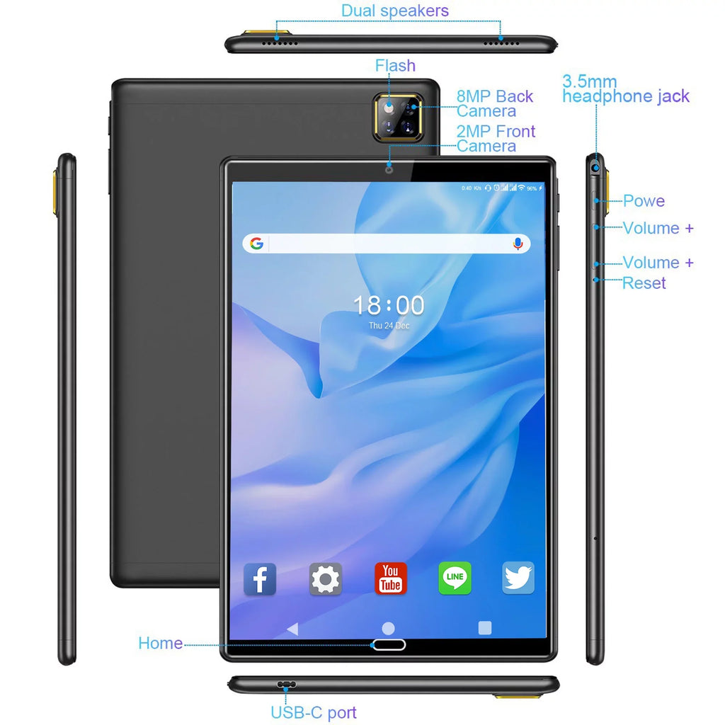 10 Centimeter Tablet Android 11 Tablets with Keyboard, 4GB RAM 64GB ROM 128GB Expand, 5G/2.4G Wi-Fi, HD IPS Display, 6000mAh Tablet PC with Case,Mouse,GMS Charcoal