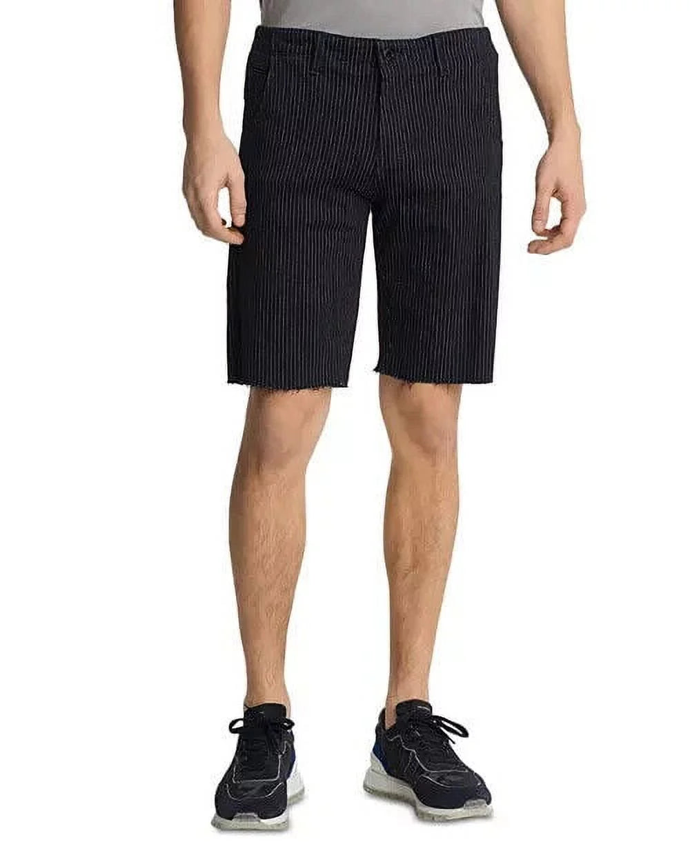 Karl Lagerfeld Mens Raw Hem Regular Fit Pinstripe Shorts Charcoal Size 32 MSRP $129