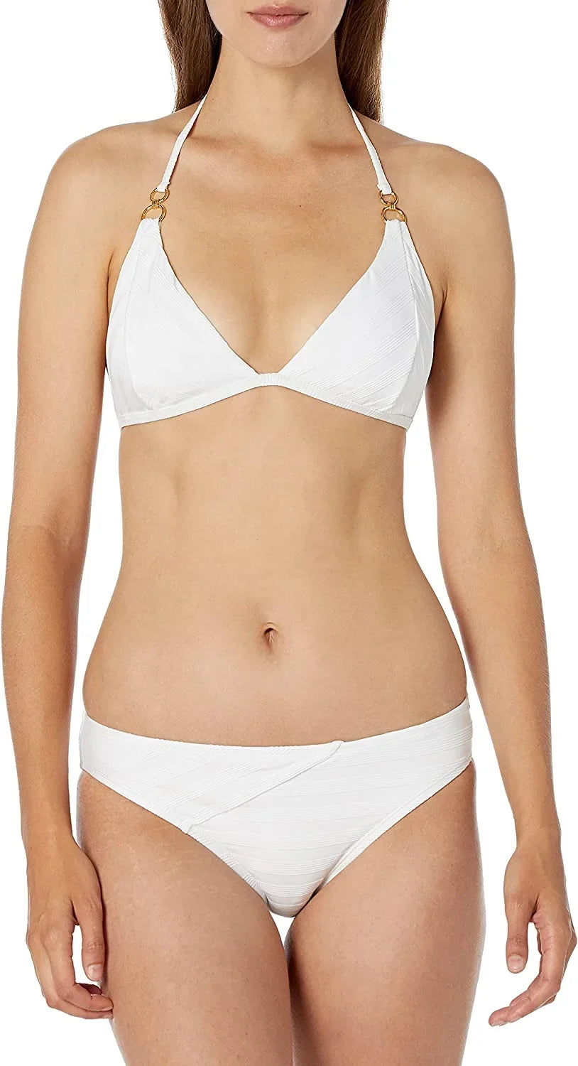 La Blanca Womens Halter Triangle Swimsuit Top 12 White