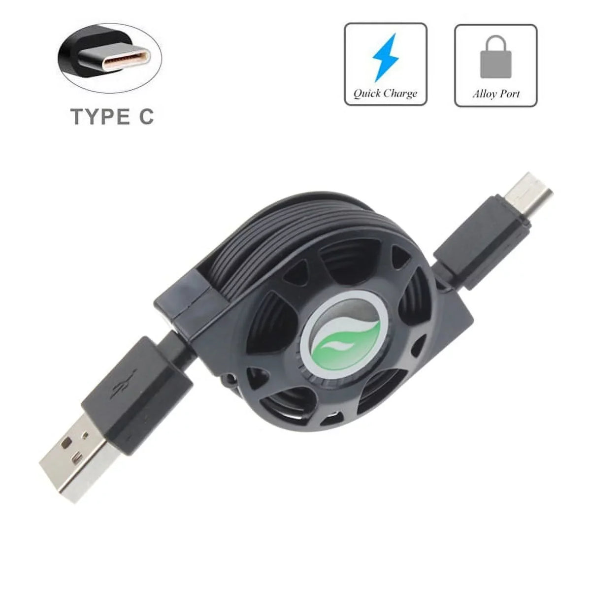 Charger 10000mAh Power Bank w Type-C Retractable USB Cable O1D for Acer Liquid Jade Primo - Alcatel PulseMix, Idol 5S 5 4S - Midnight Key2, Motion, KEYone - BLU G9 Pro, Vivo 5 - BOLD N1