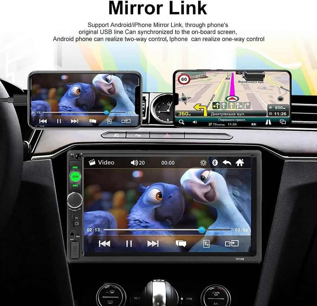 HD Touch Screen Car Stereo Car MP4 MP5 player 2 DIN Bluetooth 7 Centimeter car radio with Rear View Camera/ Mirror Link /Car Audio /Video /FM /USB /TF /AUX