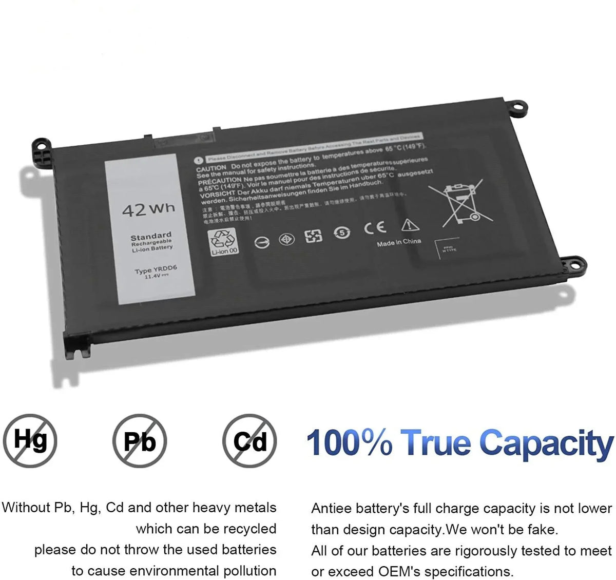 YRDD6 Battery For Dell Inspiron 3493 3582 3583 3584 3793 Latitude 3310 VM732