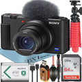 Sony ZV-1F Vlogging Camera Dark with SanDisk 64GB Memory Card + ZeeTech Accessory Bundle