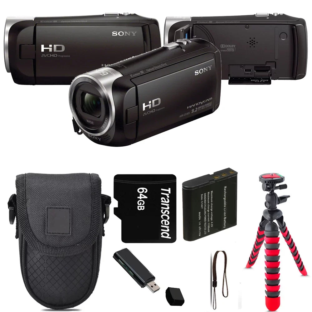 Sony HDR-CX405 HD Handycam + Tripod + Case - 64GB Kit
