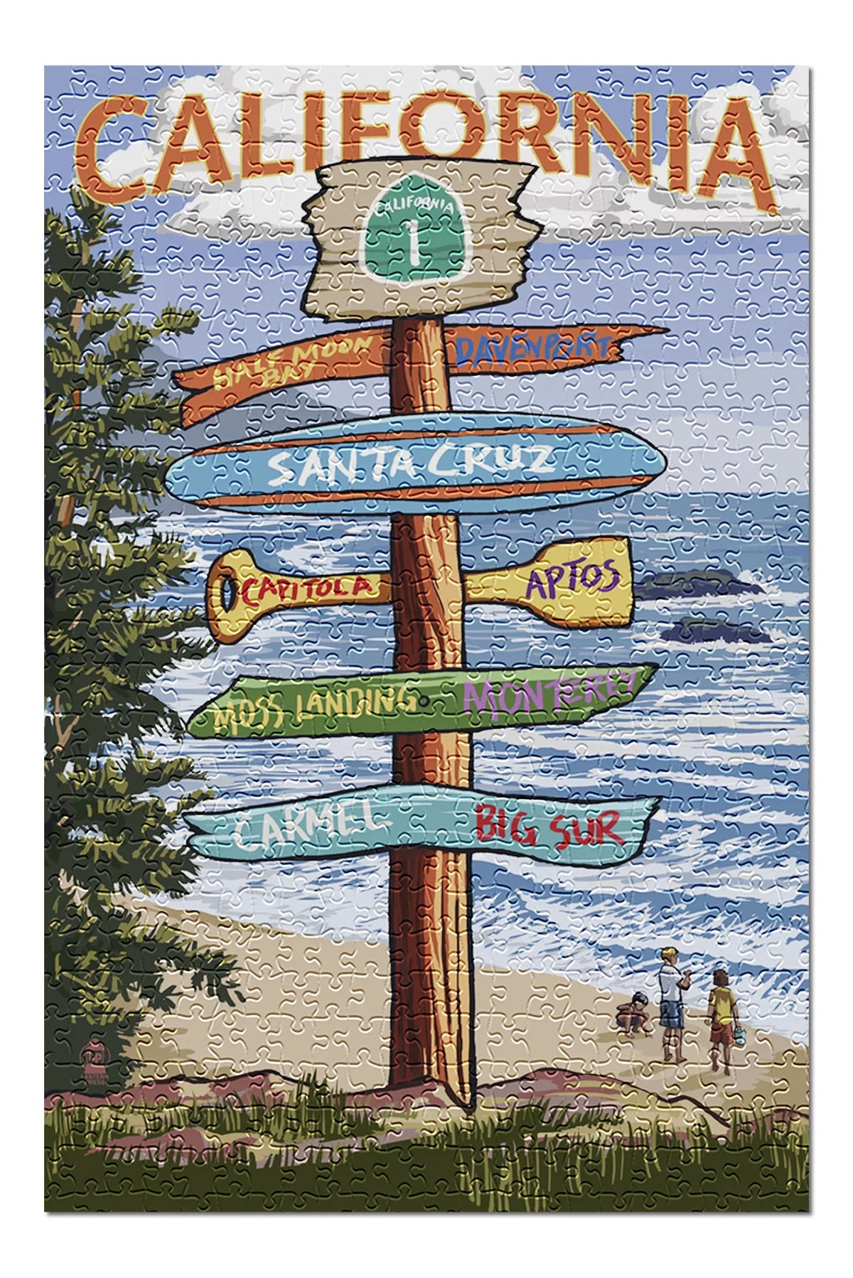 Santa Cruz, California, Destinations Sign (19x27 Unit Premium 500 Piece Jigsaw Puzzle for Adults and Family, Made in USA)