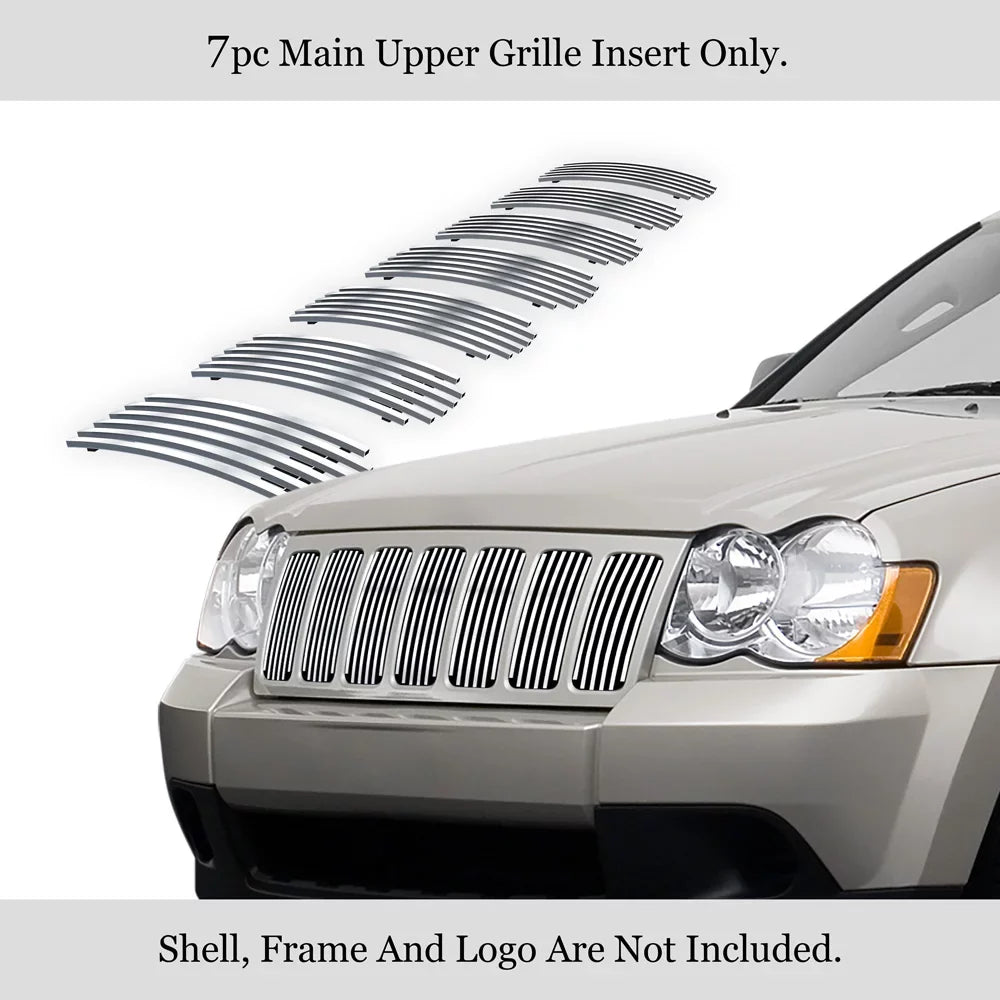 APS Premium Stainless Steel Chrome 8x6 Billet Grille Compatible with Jeep Grand Cherokee 2006-2008 Overland SRT8 Main Upper N19-S04566J