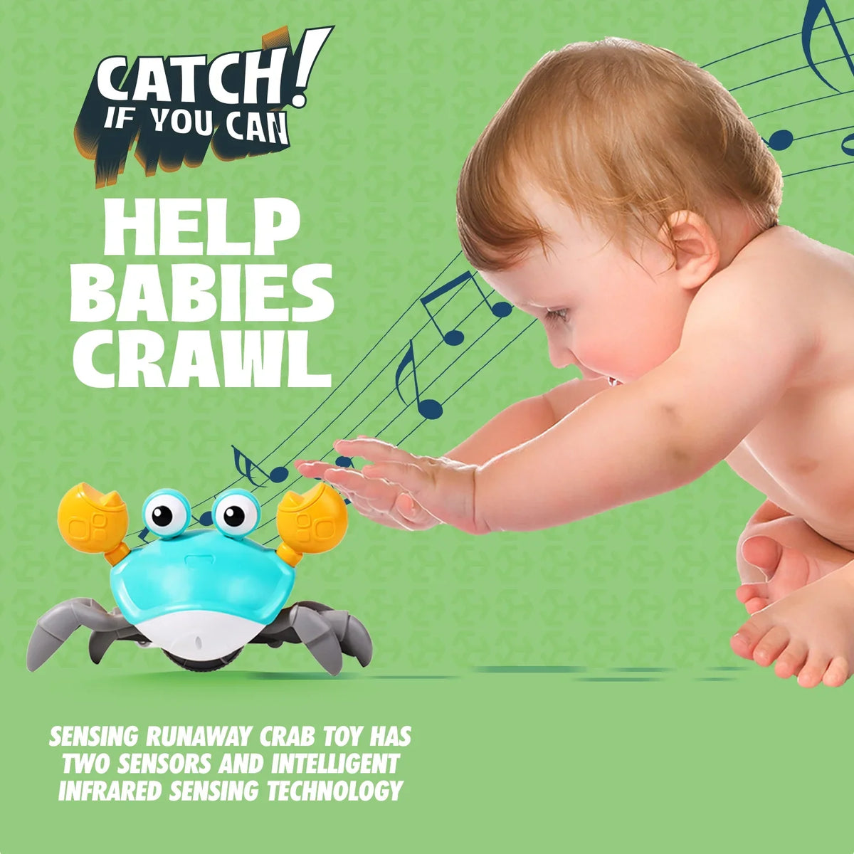 Alin Cute Baby Toys Infant Crawling Crab: Tummy Time Toy Gifts For Kids And 36 Months Toddlers For Learning Crawl, Walking & Music Development Interactive Birthday Gift