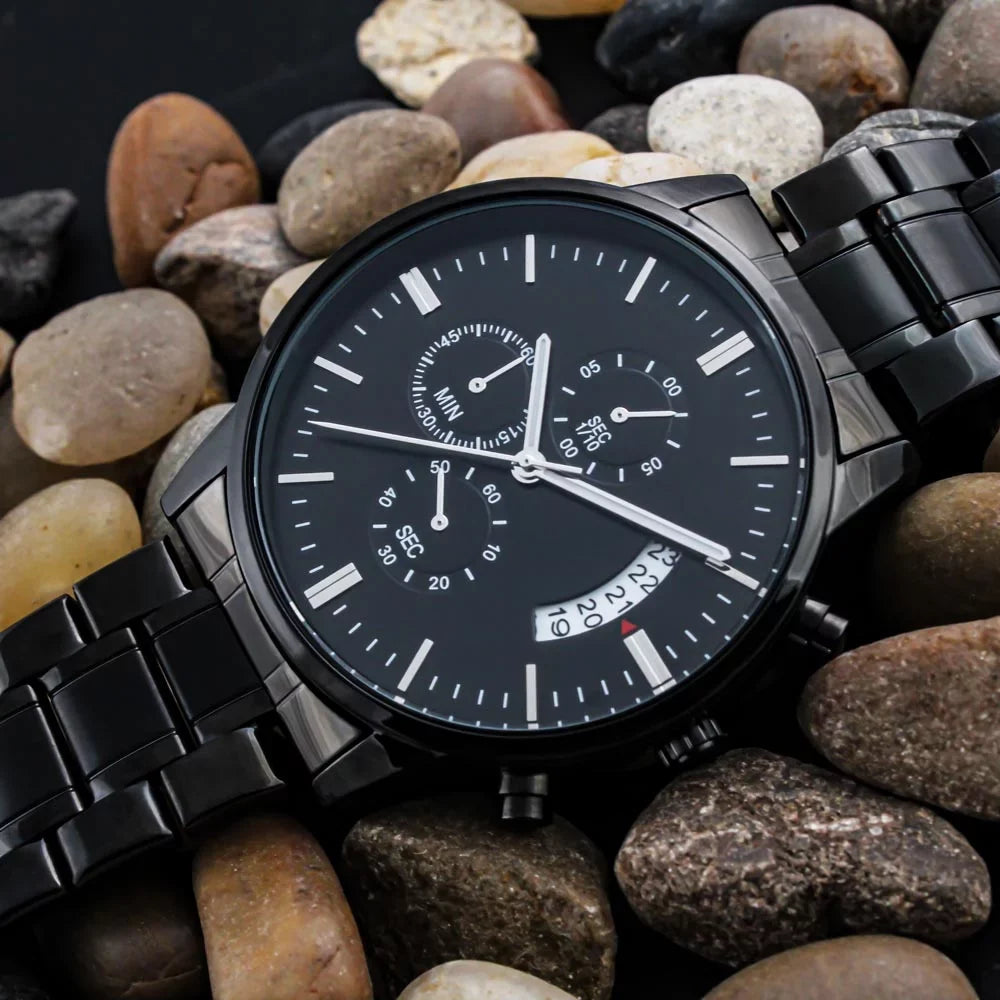To My Future Husband - Stunning Customized Dark Chronograph Watch - Getting Married, Gift For Fiance