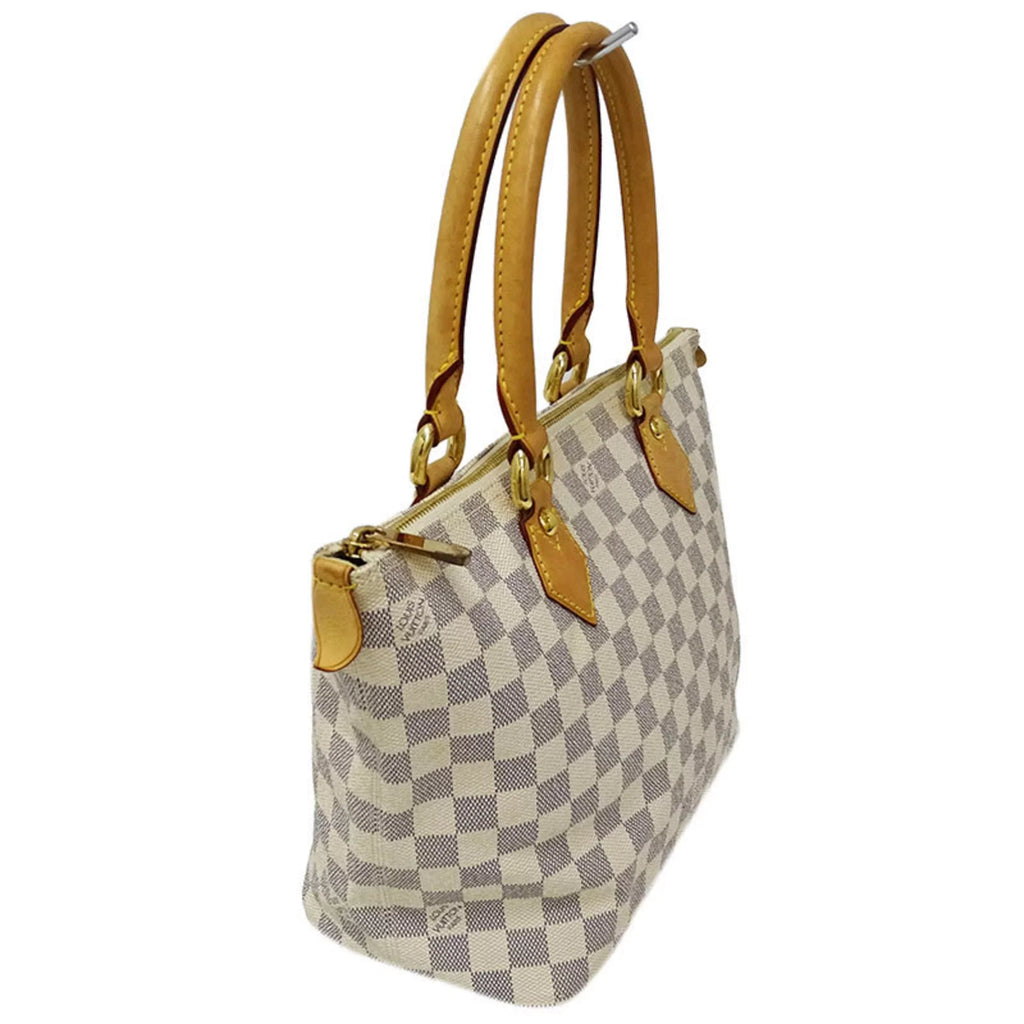 Authenticated Used Louis Vuitton LOUIS VUITTON Bag Damier Azul Ladies Tote Handbag Saleya PM N51186 White Gray