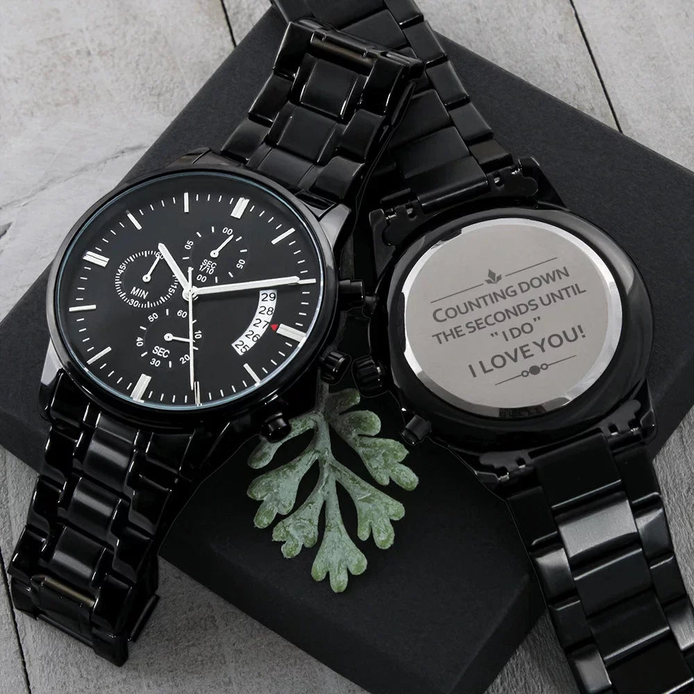 To My Future Husband - Stunning Customized Dark Chronograph Watch - Getting Married, Gift For Fiance