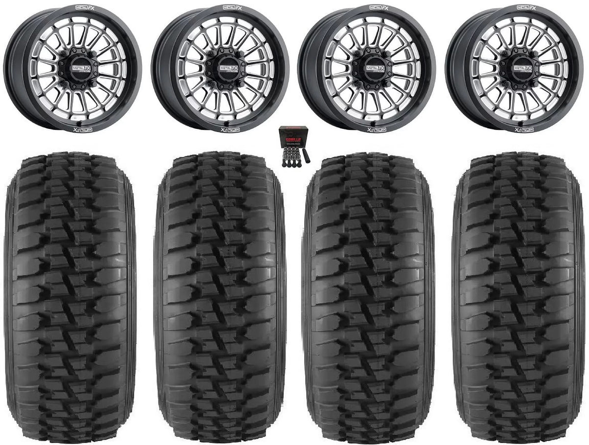 MetalFX Delta Contrast Cut 15" Wheels Bk 30" Desert Series Tires Can-Am Maverick X3 / Honda Pioneer 1000 / Talon