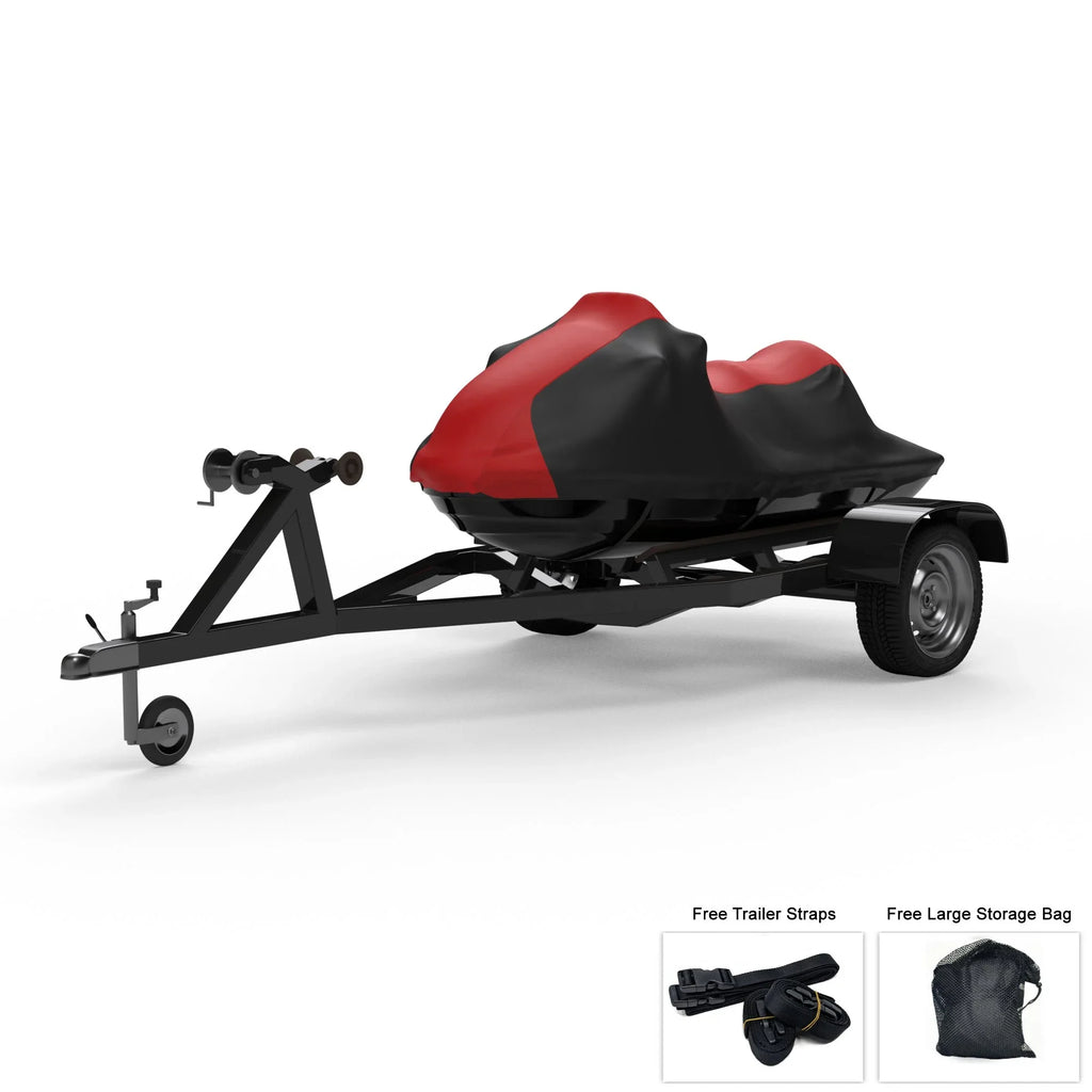 Weatherproof Jet Ski Cover For YAMAHA Wave Runner FX 2006-2011 - RED / Midnight Color - All Weather - Trailerable - Protects from Rain, Sun, UV Rays, And More! Includes Trailer Straps And Storage Bag