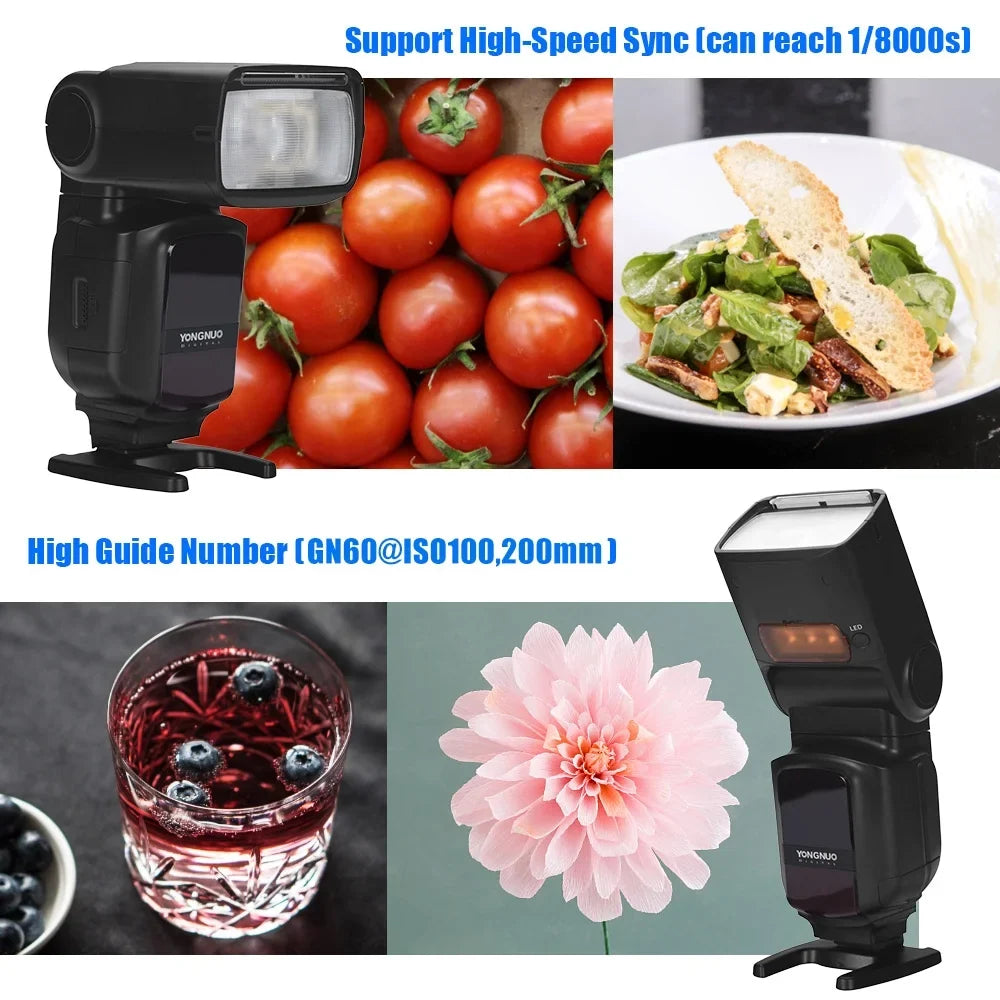 YONGNUO Camera Flash,YN968N YN968N II TTL LED 5600K DSLR Speedlite Speedlite 1/8000s HSS II TTL Speedlite Compatible YN622N YN560 DSLR Compatible YN622N Compatible Built-in LED 5600K HSS