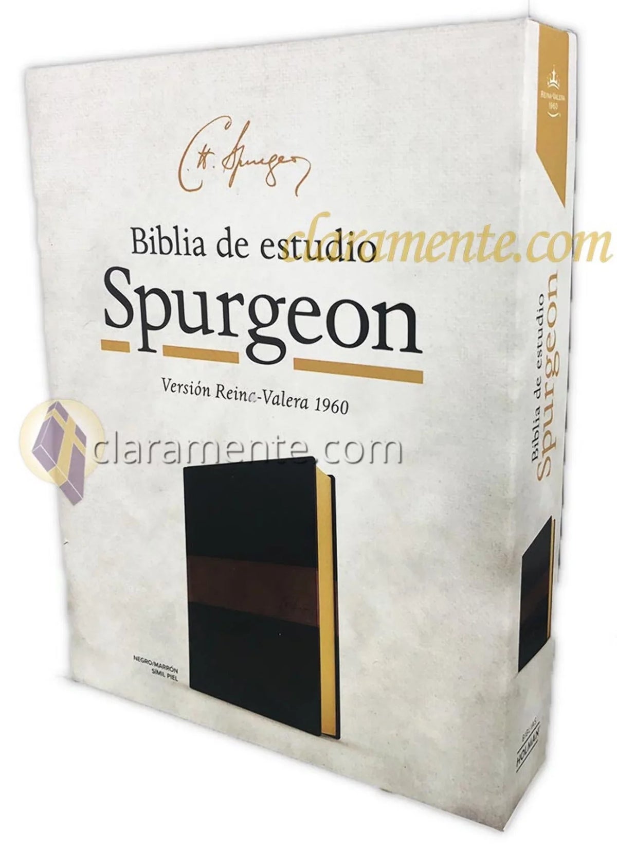 RVR 1960 Biblia de estudio Spurgeon, negro/marrón símil piel (Hardcover)