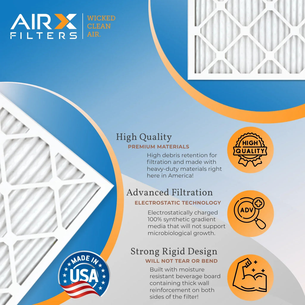 20x24x1 Air Filter MERV 11 Comparable to MPR 1000, MPR 1200 & FPR 7 Electrostatic Pleated Air Conditioner Filter 4 Pack HVAC Premium USA Made 20x24x1 Furnace Filters by AIRX FILTERS WICKED CLEAN AIR.