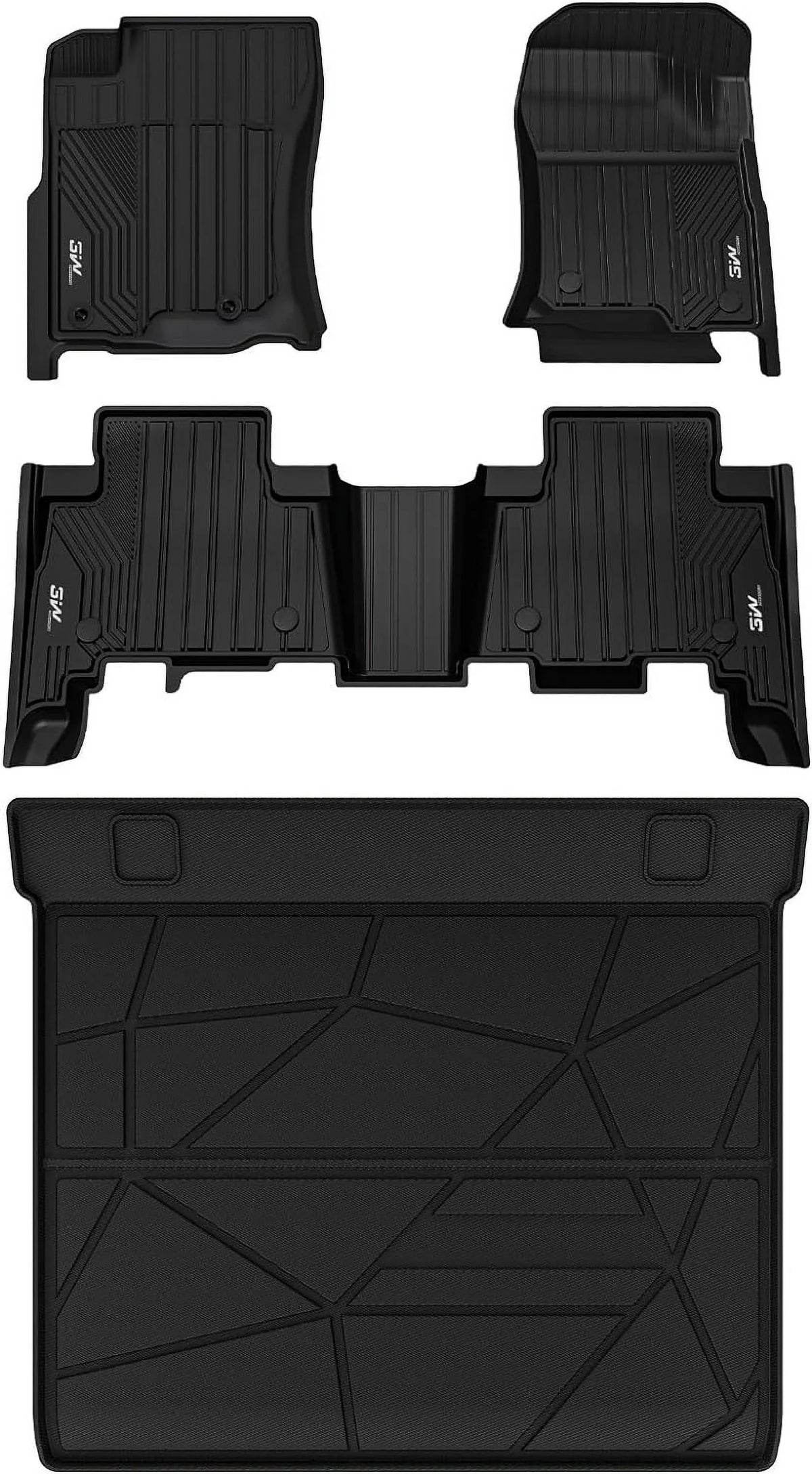 3W Floor Mats & Cargo Liner For Fit Toyota 4Runner 2013-2024/Lexus GX460 2014-2022 Custom Fit Floor Liners and Trunk Mat for 5 Seat 4Runner & GX460) 1st & 2nd Row Full Set Midnight Car Mats