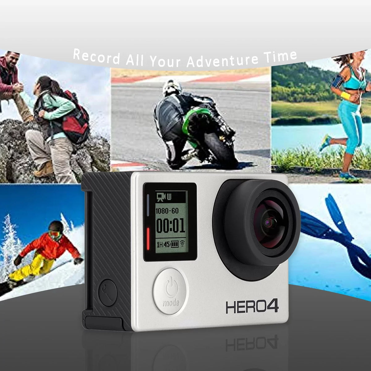 Restored GoPro Hero 4 Dark Edition 12MP Waterproof Sports & Action Camera Camcorder 40m/131ft Underwater Waterproof Surf Diving Camera With Waterproof Housing Case (Refurbished)